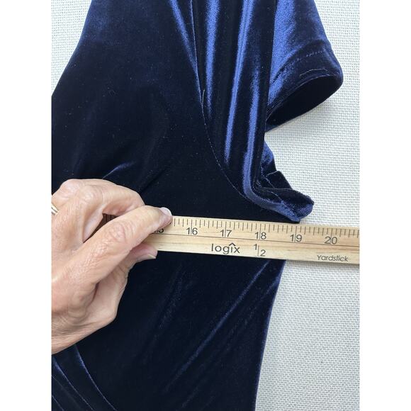 REVELRY Velvet Bridesmaid Dress in Deep Blue Women's Size 16 Faux Wrap. - Picture 14 of 16